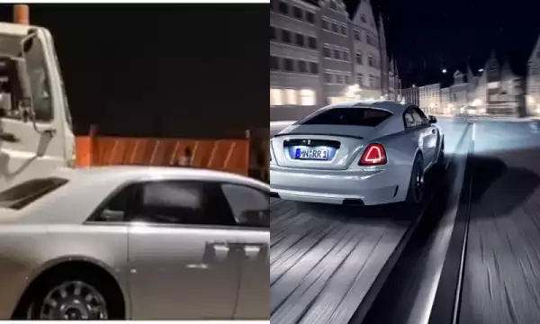 Funny! Truck driver refuses to overtake a Rolls Royce in Lagos traffic (Watch video)